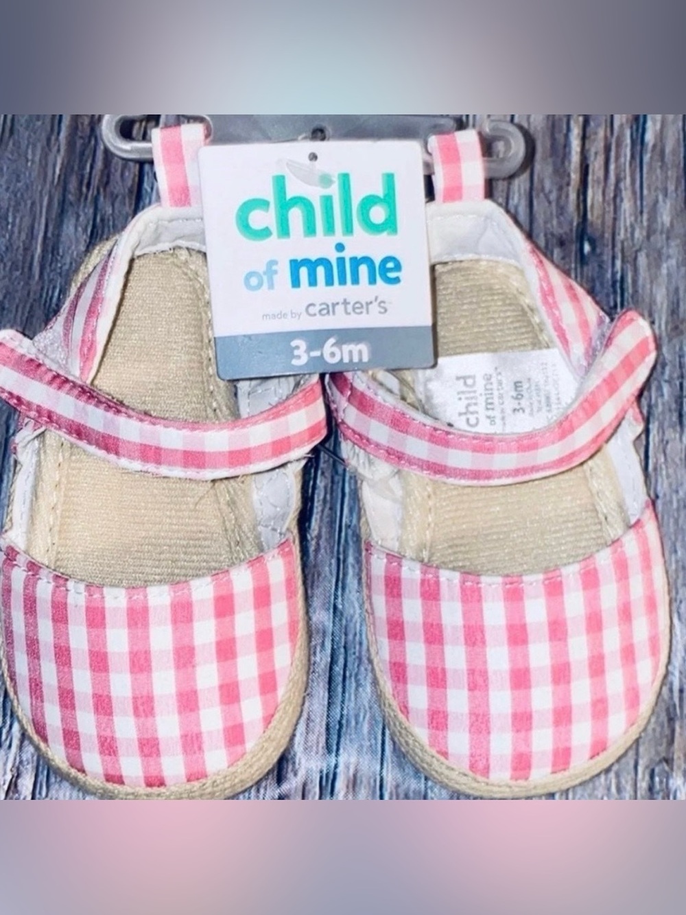 💞 New Baby & Toddler Girl Size 3-6 Month Pink Gingham Mary Jane Crib Shoes